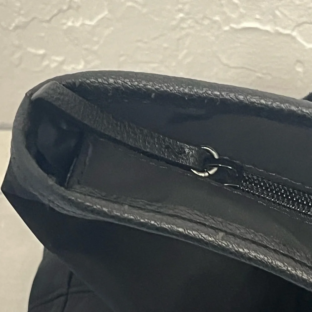 Tommy Hilfiger Black Satchel with Red Interior Accents Shiny Logo Messenger Bag